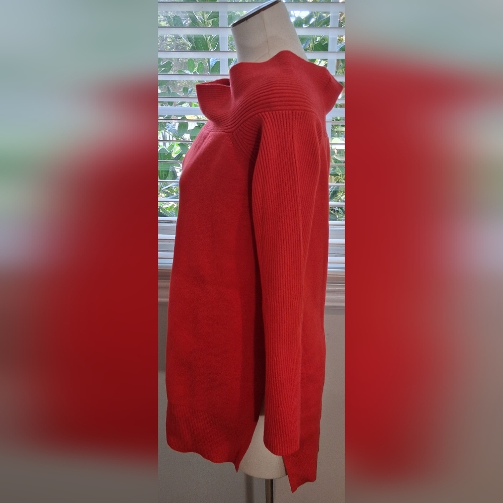 Anthropologie Red Off The Shoulder Medium Weight Sweater Sz M NWT - Picture 5 of 12